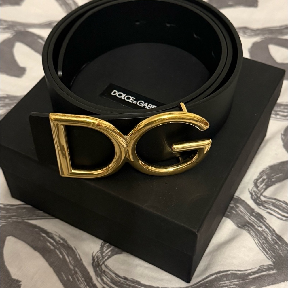 Dolce & Gabbana Textured Black Leather Belt auntentic